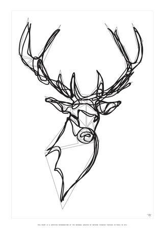 322x450 royal stag deer art print - Stag Line Drawing