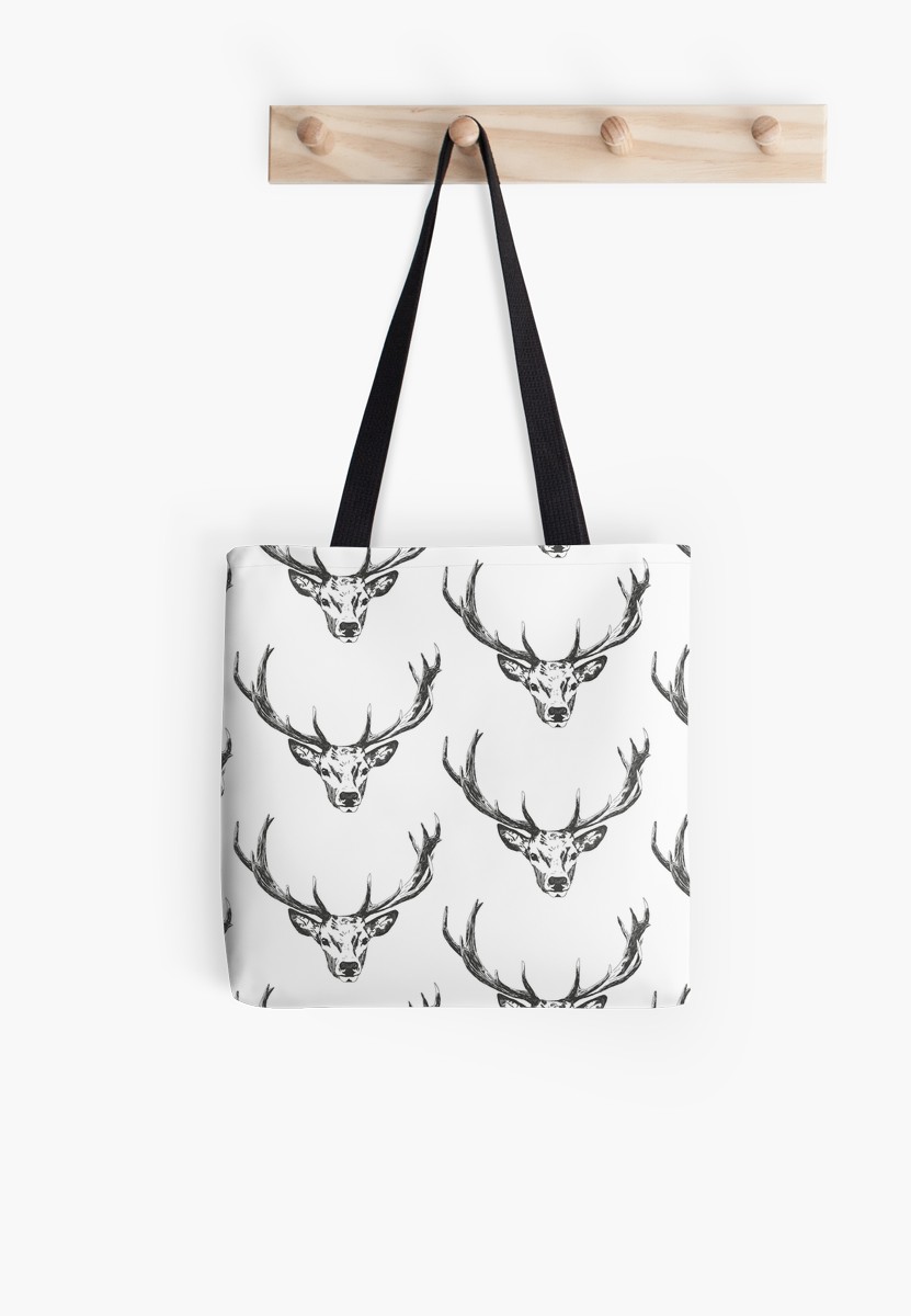 831x1200 Stag Line Drawing Tote Bags - Stag Line Drawing