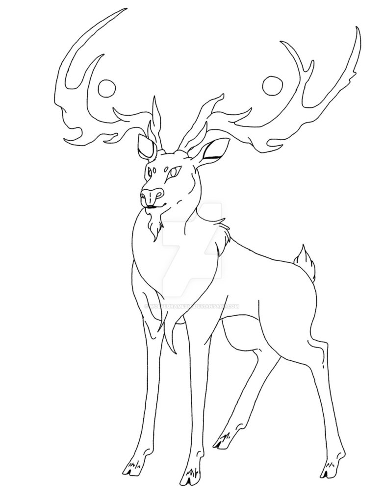 783x1020 Stag Lineart - Stag Line Drawing