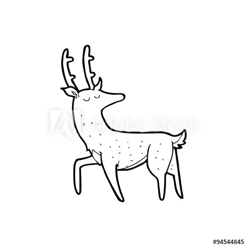 500x500 Line Drawing Cartoon Stag - Stag Line Drawing