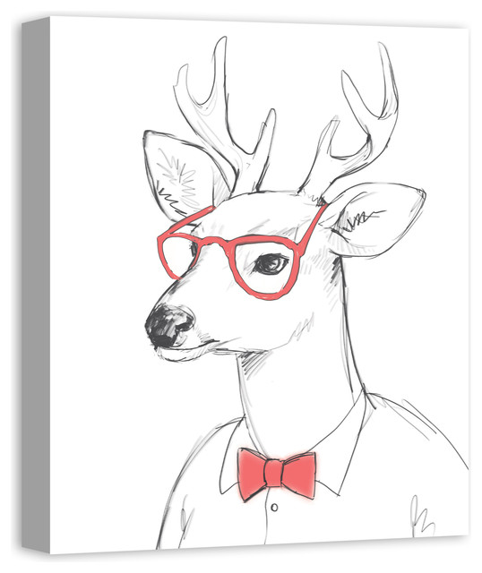 538x640 cool stag wears pink canvas wall art - Stag Line Drawing