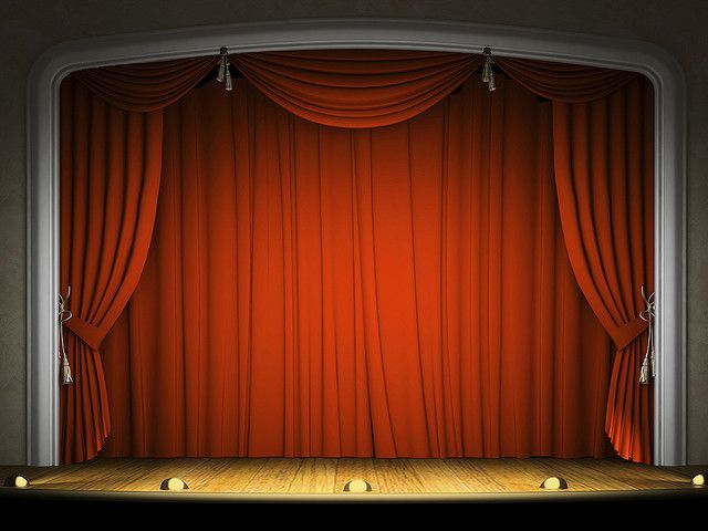 640x480 empty stage with red curtain in expectation of performance - Stage Curtains Drawing