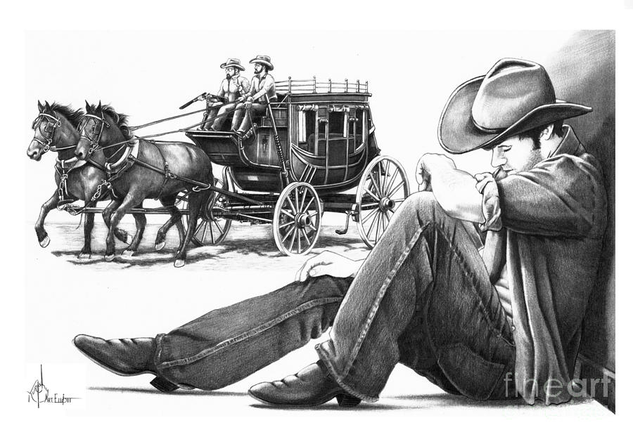 900x632 Stagecoach And Cowboy Drawing - Stagecoach Drawing