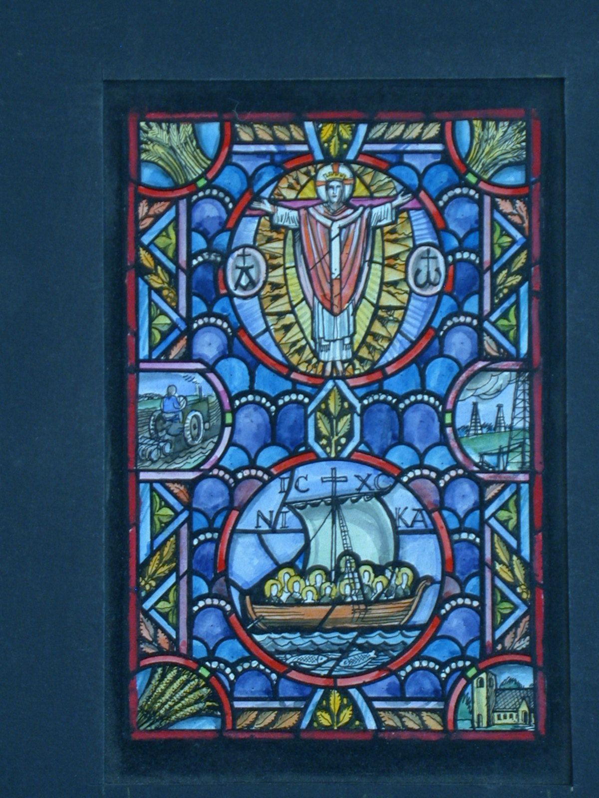 1200x1600 design drawing for stained glass window with theme thanksgiving - Stained Glass Drawing