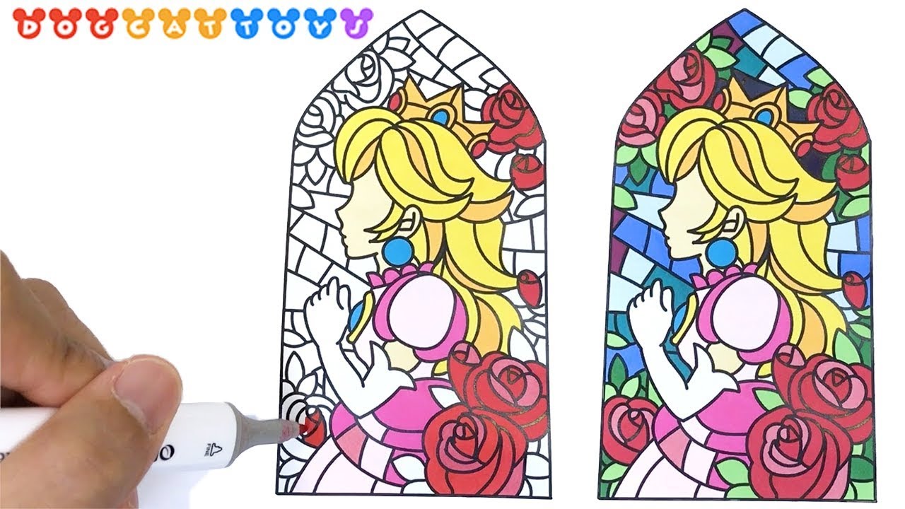 1280x720 speed drawing super mario odyssey, stained glass of princess peach - Stained Glass Drawing