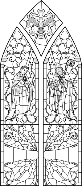 266x600 st albert the great catholic university parish, houghton, mi - Stained Glass Drawing