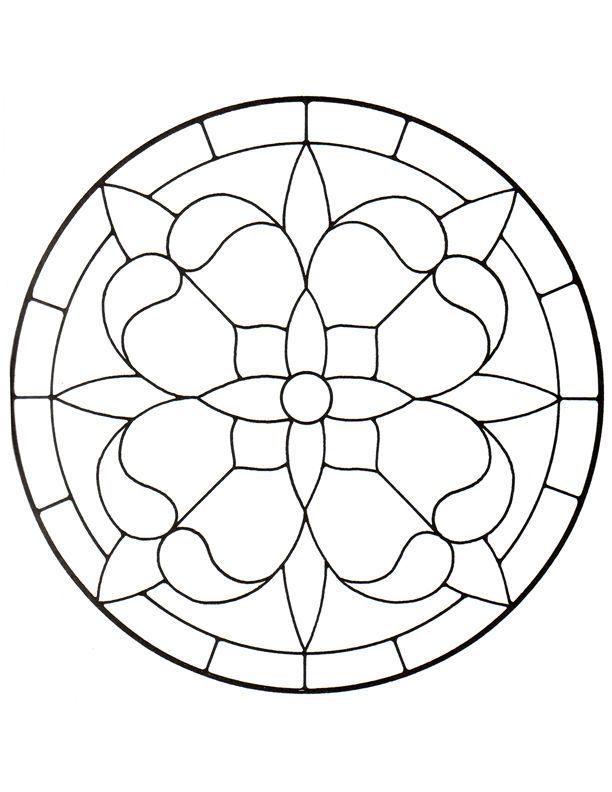 612x792 rose window stained glass pattern - Stained Glass Drawing