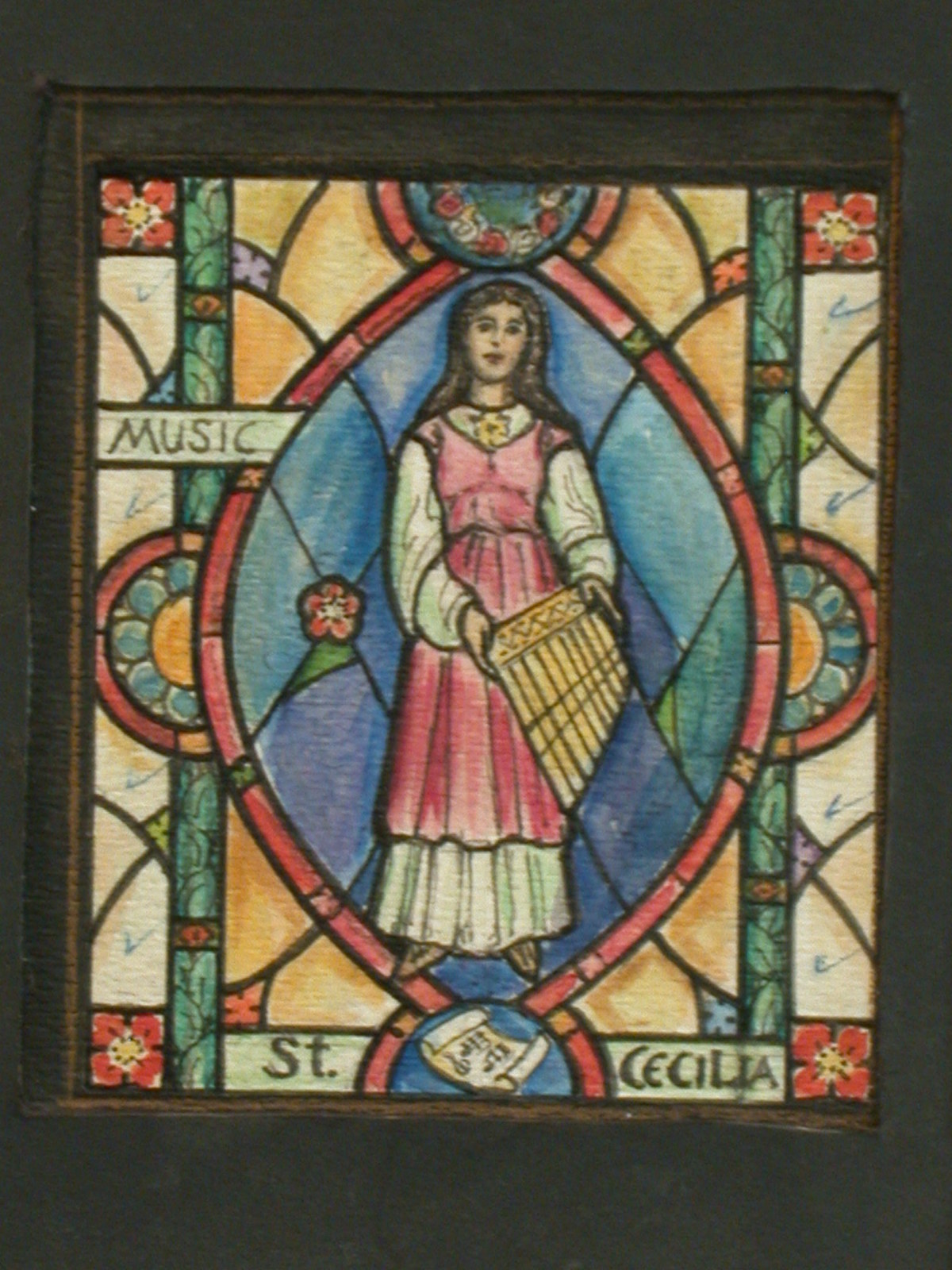 1200x1600 design drawing for stained glass window music showing st - Stained Glass Drawing