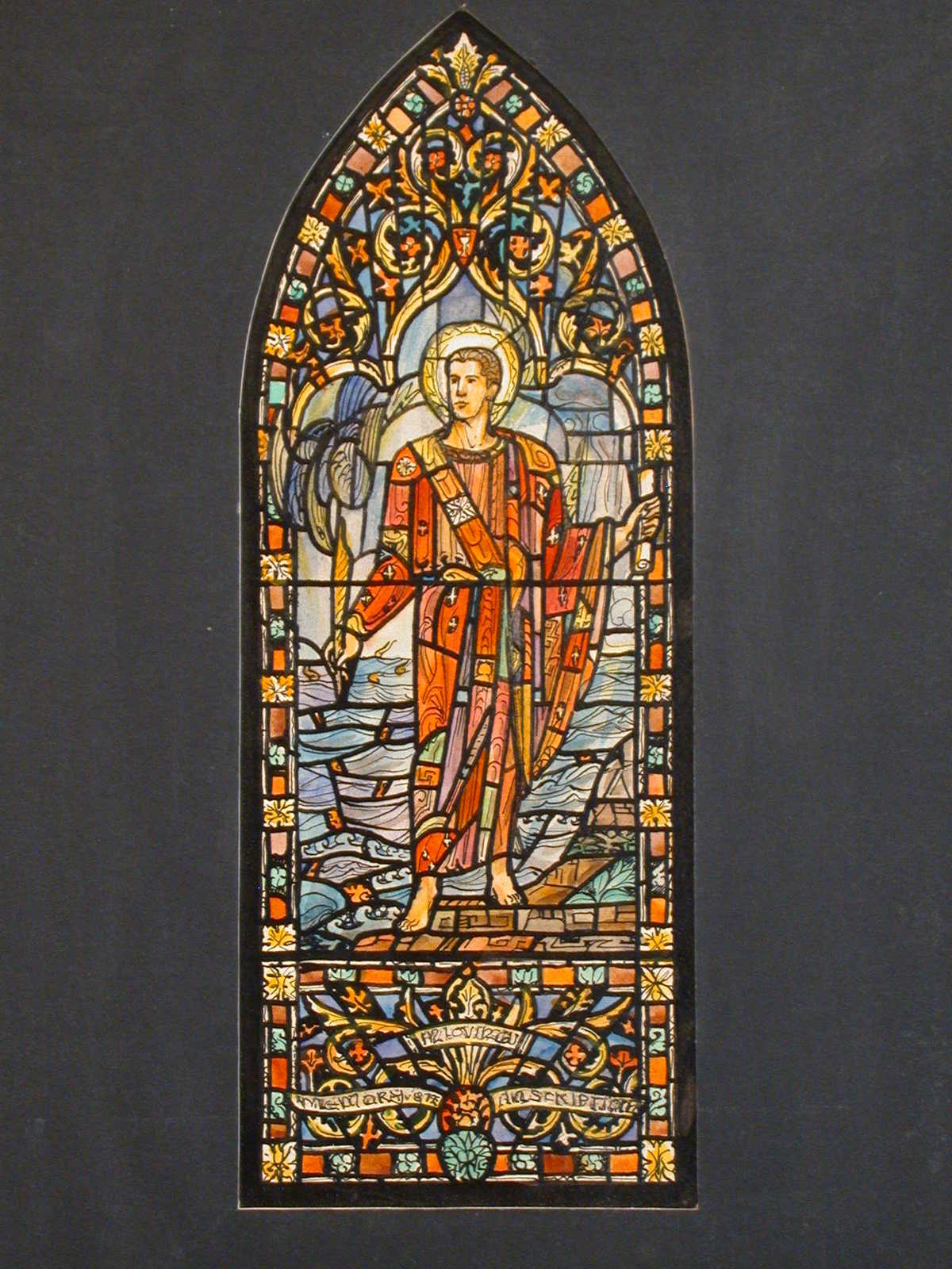 1200x1600 design drawing for stained glass window showing st john - Stained Glass Window Drawing