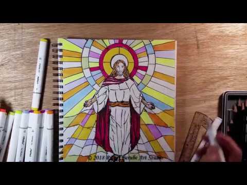 480x360 jesus christ stained glass window drawing mixed media - Stained Glass Window Drawing