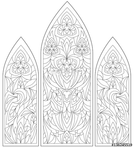 454x500 Black And White - Stained Glass Window Drawing