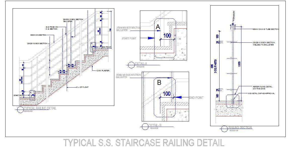 Handrail Details Dwg Staircase Detail  Drawing  at PaintingValley com Explore 