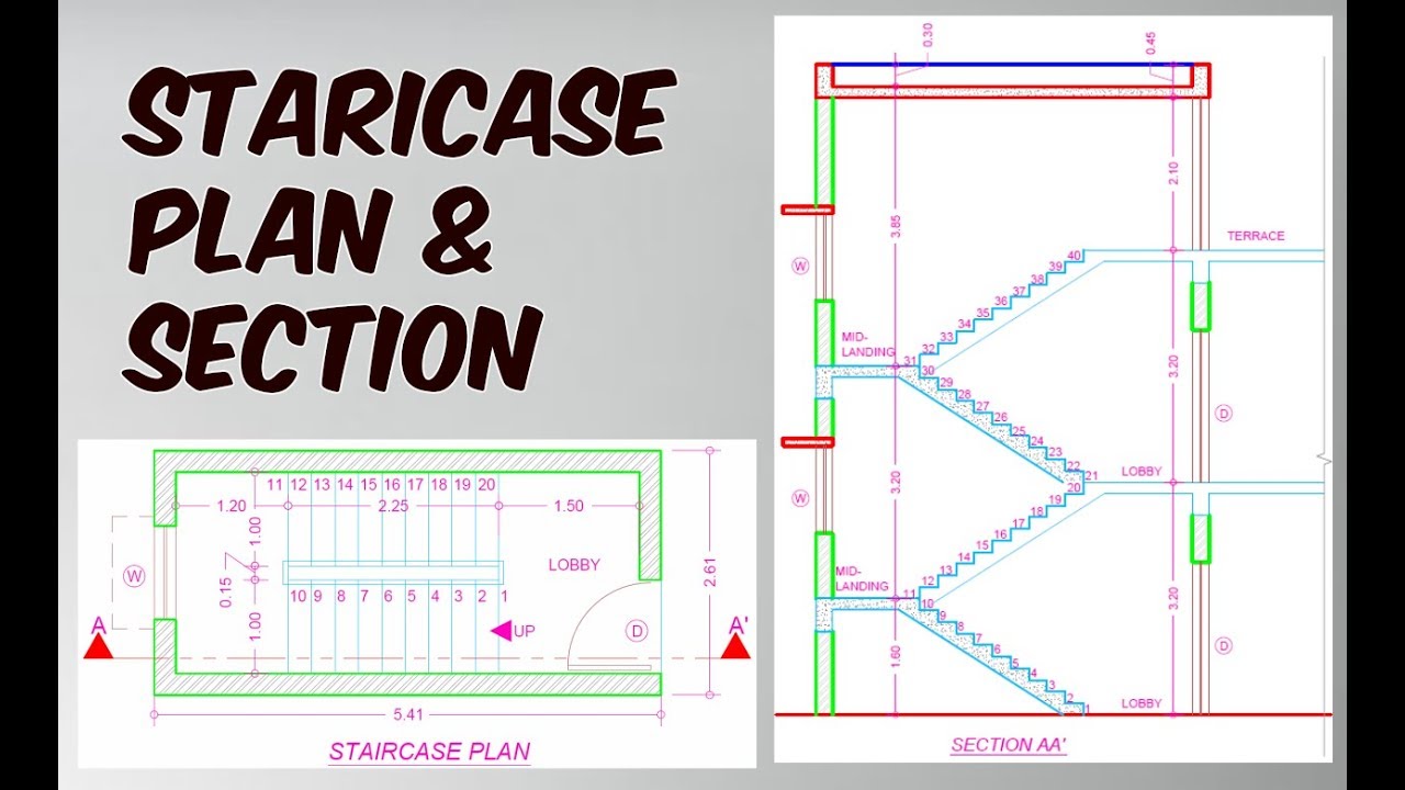 1280x720 how to draw staircase plan section in autocad - Staircase Plans Drawing