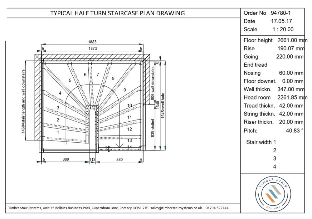 1000x700 Staircase Drawings - Staircase Section Drawing