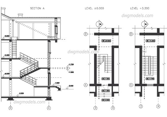 540x380 Stairs - Staircase Section Drawing