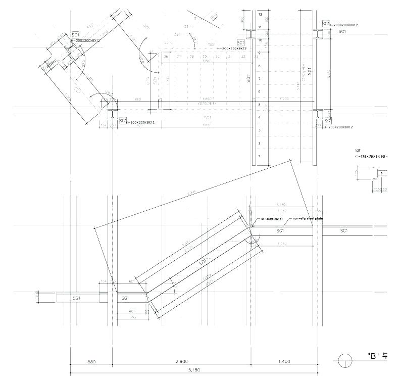 792x750 Steel Stair Detail - Staircase Section Drawing