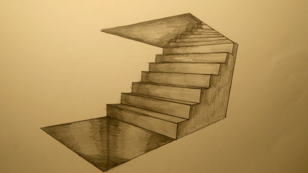 1280x720 drawing stairs in two point perspective - Stairs Drawing