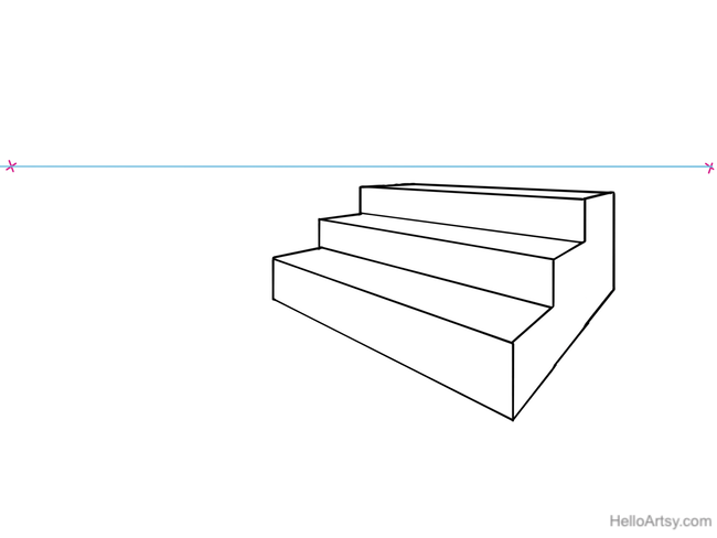650x488 how to draw stairs in one and two point perspective - Stairs Drawing