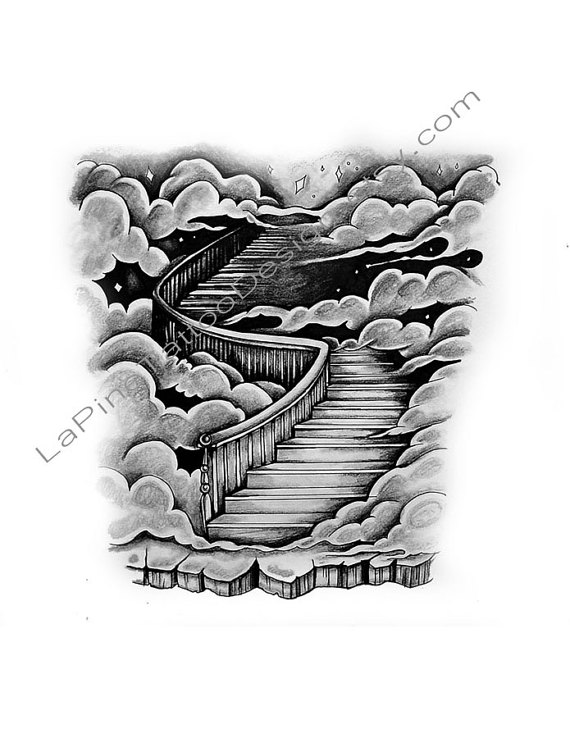way Pencil Stairway To Heaven Tattoo Drawing