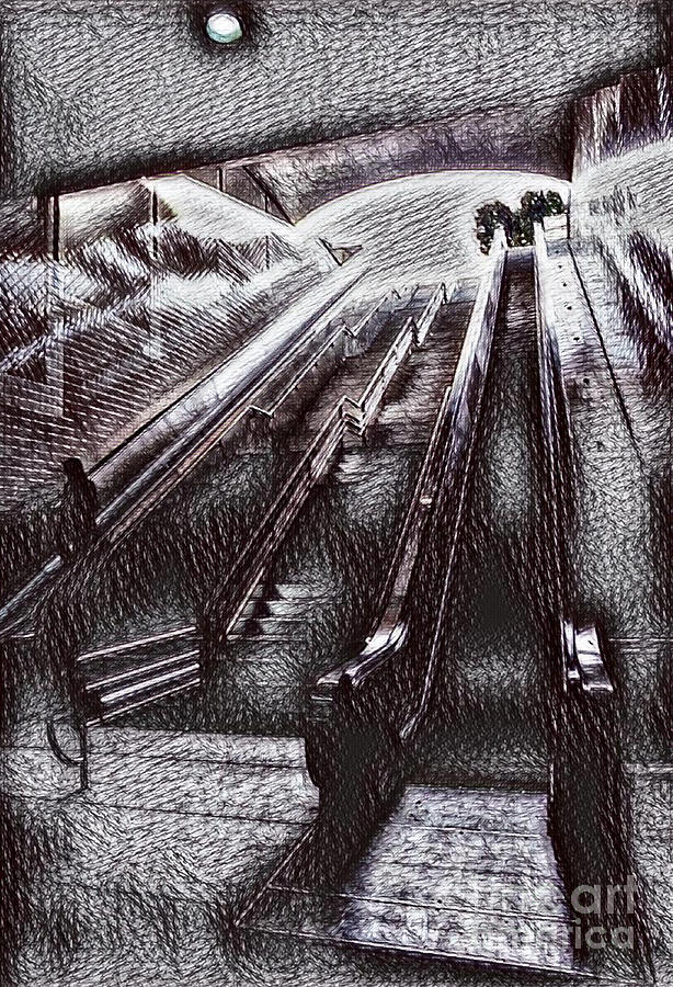 614x900 stairway to heaven or escalator to hell drawing - Stairway To Heaven Drawing