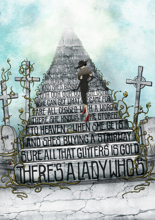 500x708 Draw Me A Song Cuded On We Heart It - Stairway To Heaven Drawing