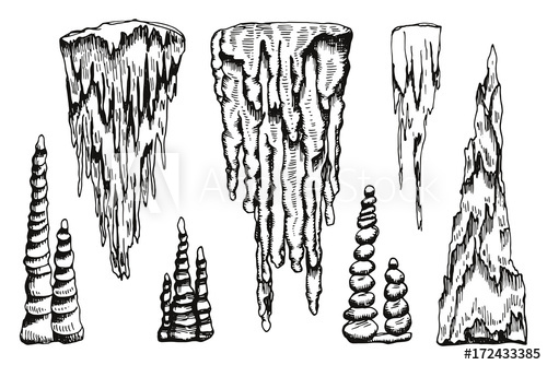 500x334 Stalactites Vector Hand Drawing Isolated - Stalactite Drawing