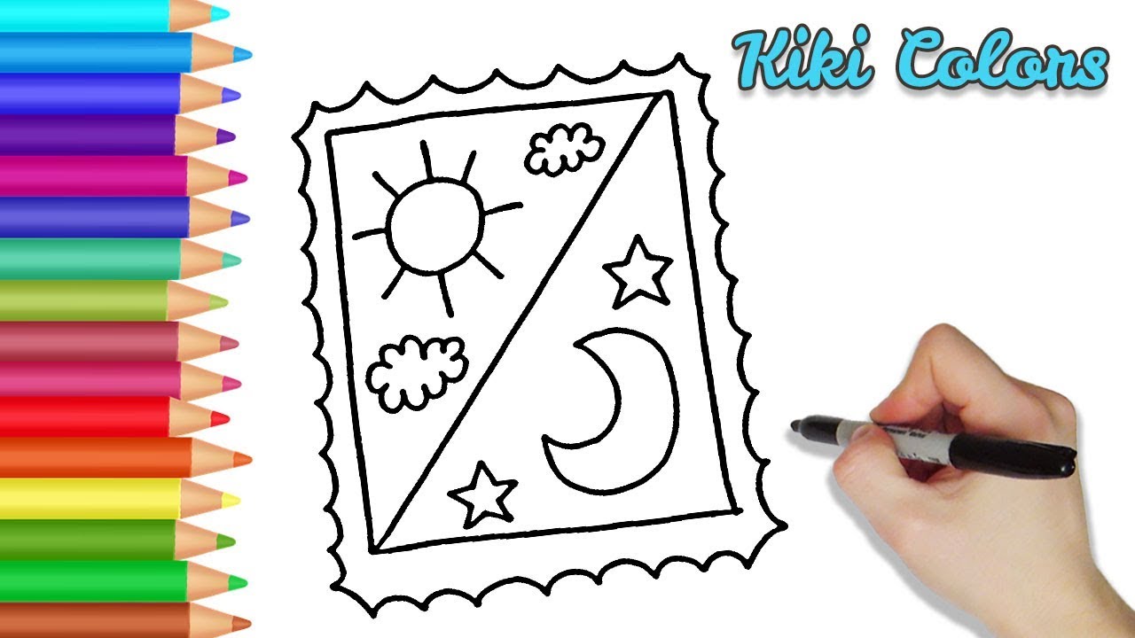 1280x720 how to draw a stamp drawing for kids and toddlers coloring - Stamp Drawing