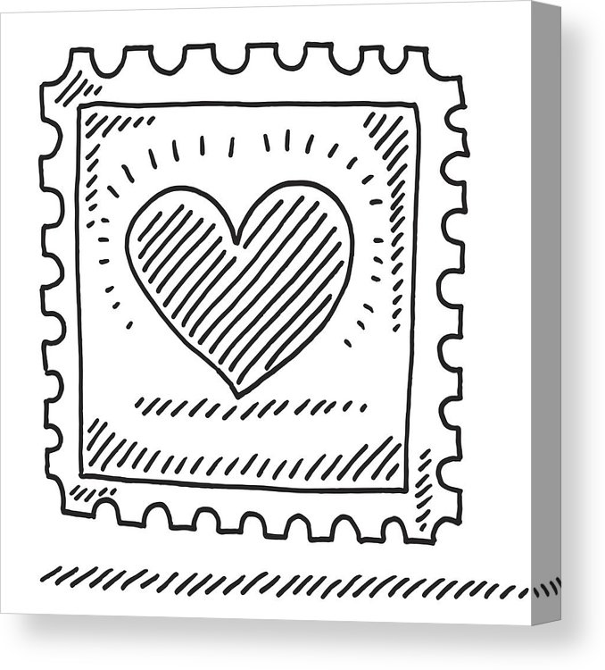 678x750 stamp love heart drawing canvas print canvas art - Stamp Drawing