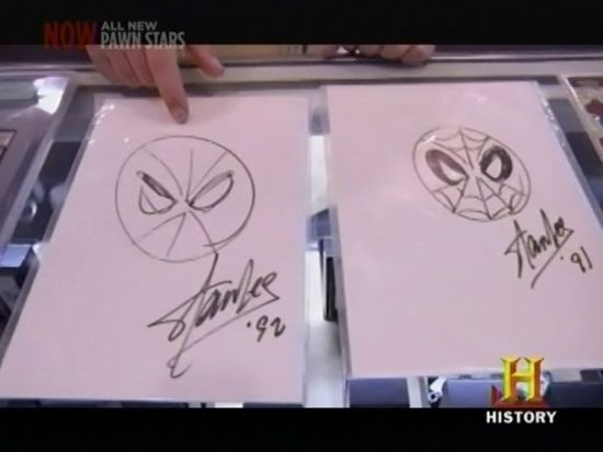550x413 stan lee spider man sketches on pawn stars - Stan Lee Drawing