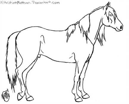 433x350 Standing Horse Lineart - Standing Horse Drawing