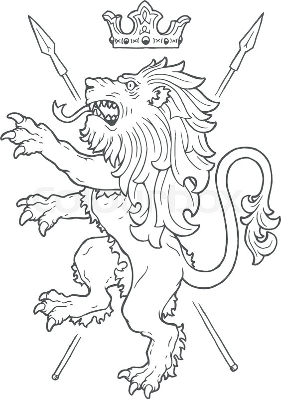 564x800 Medieval Heraldic Standing Lion With A Stock Vector Colourbox - Standing Lion Drawing