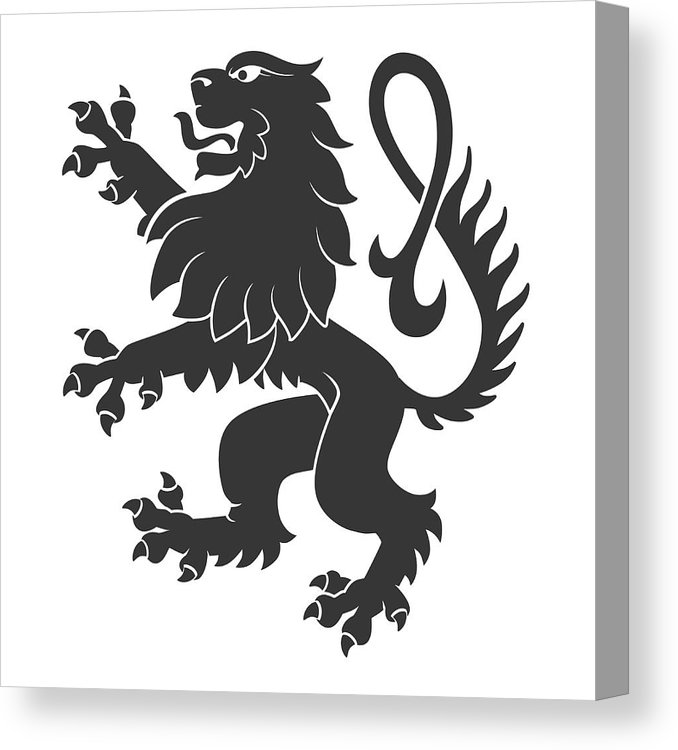 678x750 Black Standing Lion Canvas Print Canvas Art - Standing Lion Drawing