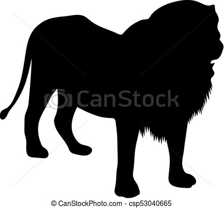 450x418 Black Silhouette Of Standing Lion On White Background Of Vector - Standing Lion Drawing