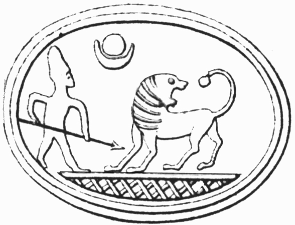 588x450 Classical Phoenician Scarab Corpus - Standing Lion Drawing