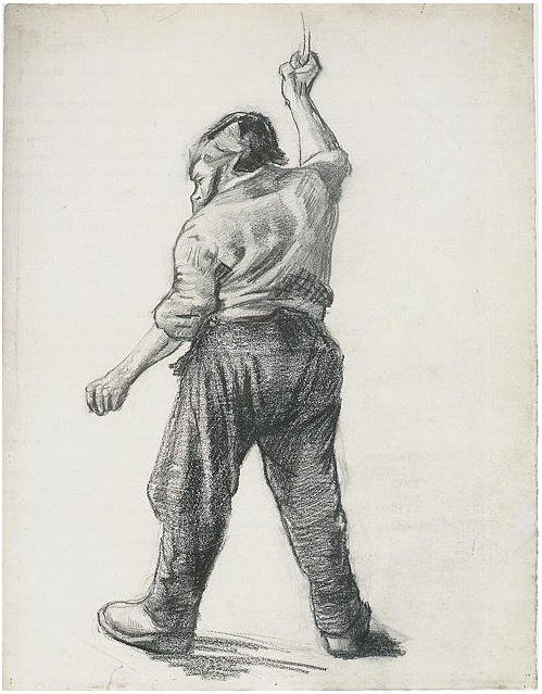 499x639 Standing Man Seen From The Back - Standing Man Drawing