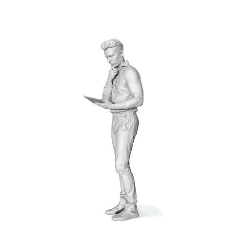 500x500 Thinking Standing Man Reading Newspaper S - Standing Man Drawing