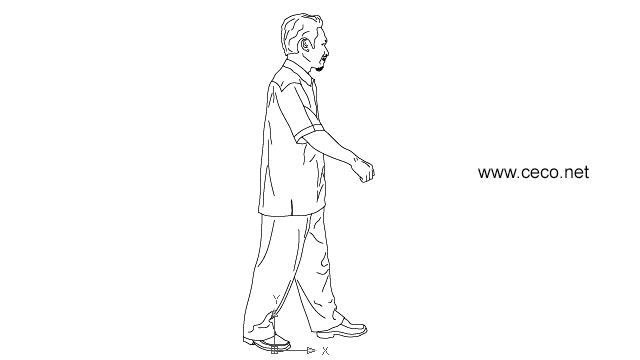 640x360 Autocad Drawing Asian Man Walking Dwg Dxf - Standing Man Drawing