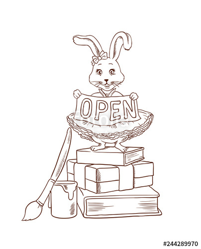 404x500 Coloring - Standing Rabbit Drawing