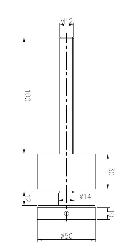 447x822 frameless stainless steel exterior glass railing standoff - Standoff Drawing