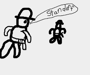 300x250 cowboy standoff drawing - Standoff Drawing