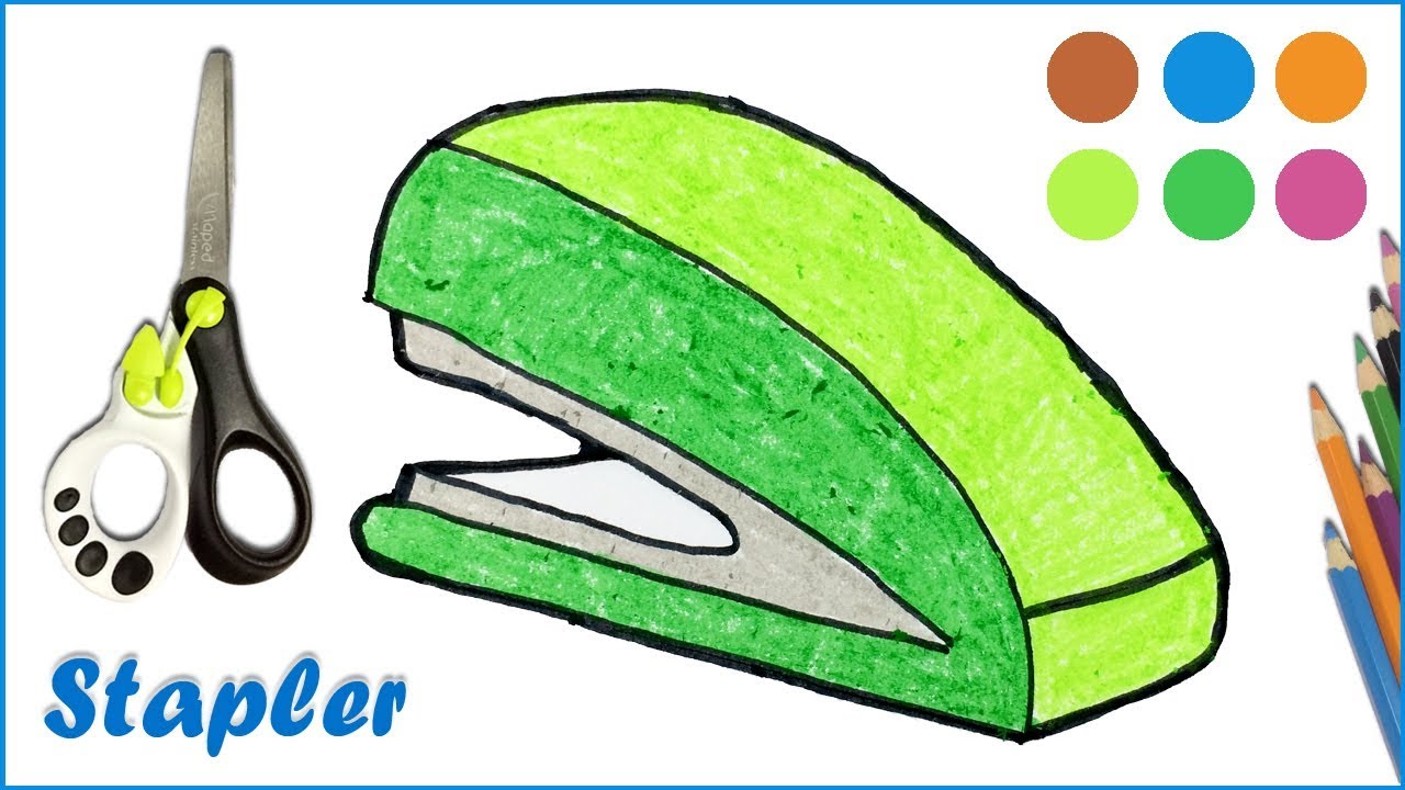 1280x720 How To Draw Stapler Drawing Coloring And Cutting Kids Coloring - Stapler Drawing