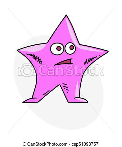 390x470 Pink Star Cartoon Hand Drawn Image Original Colorful Artwork - Star Cartoon Drawing