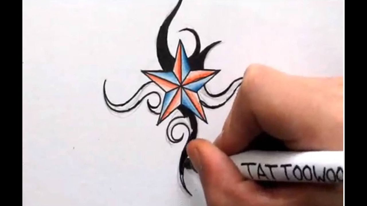 1280x720 How To Draw A Nautical Star - Star Design Drawing