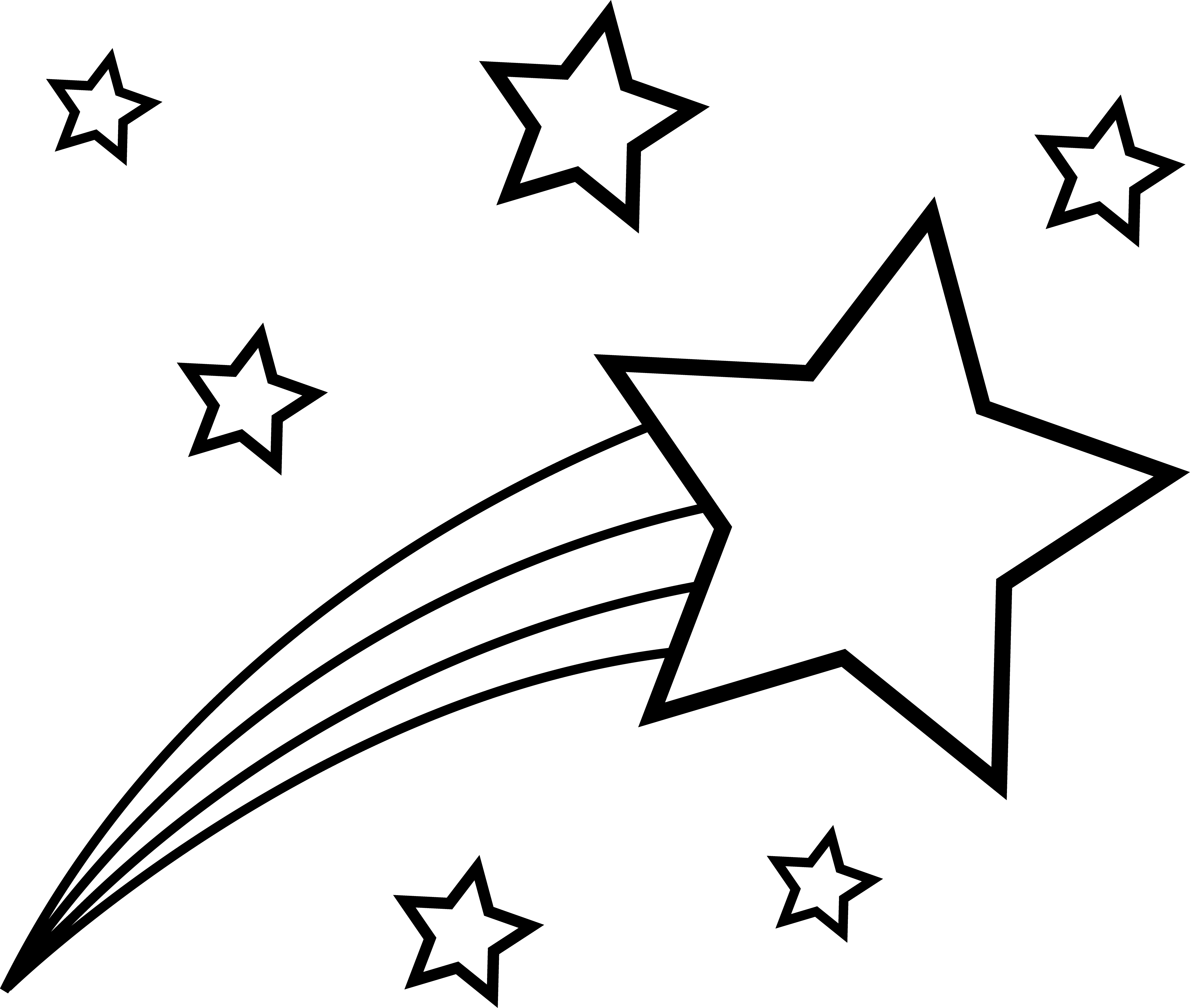 5221x4421 shooting star outline to color in paper art shooting star - Star Drawing