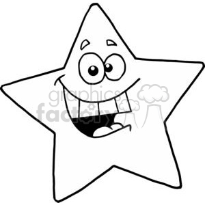 300x300 Happy Star With Smiling Face Clipart Royalty Free Clipart - Star Drawing Black And White