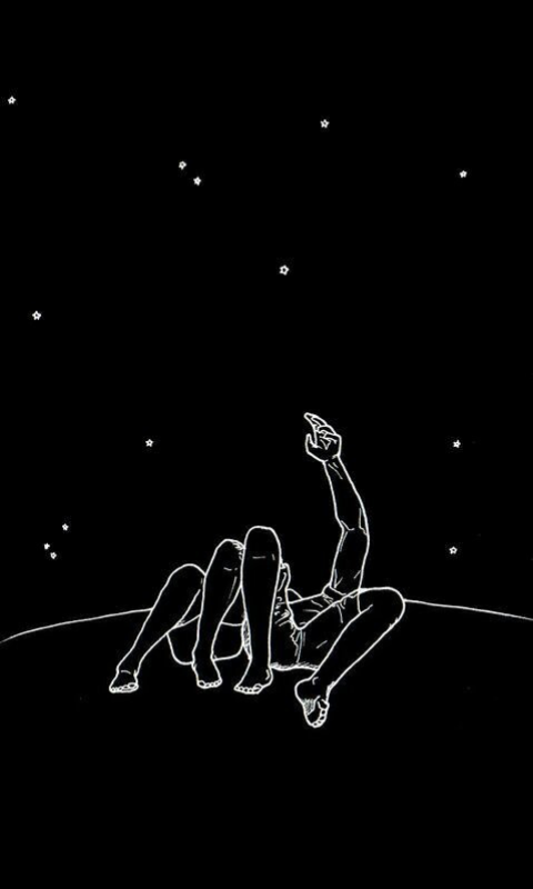 480x800 Black And White, Couple, Cute, Drawing, Goals, Night, Sky - Star Drawing Black And White