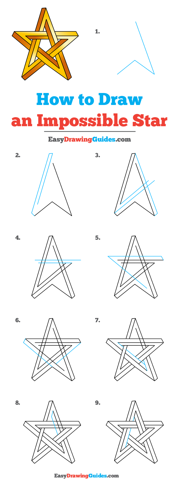 736x1991 How To Draw An Impossible Star - Star Drawing Images