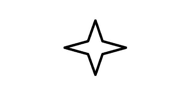 600x350 Point Star Outline Only, Vinyl Car Decal, 'white - Star Drawing Outline