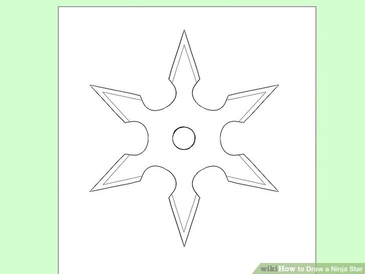 728x546 How To Draw A Ninja Star Steps - Star Drawing Pictures