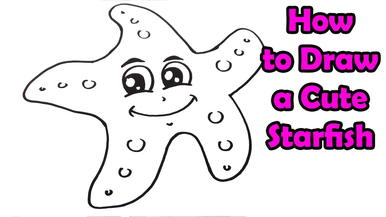 1280x720 How To Draw A Cute Starfish - Star Fish Drawing